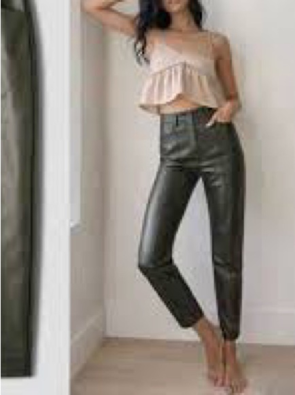 Aritzia Wilfred Rebel Leather Pants - Olive / Army Green - Size O